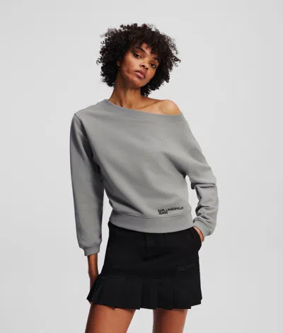 Karl Lagerfeld Off-shoulder Sweatshirt In Gray