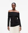 Karl Lagerfeld Off-shoulder Buttoned Top In Black