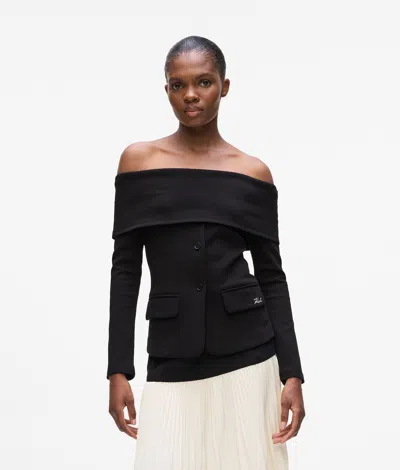 KARL LAGERFELD OFF-SHOULDER SWEATSHIRT