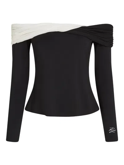 Karl Lagerfeld Off-shoulder Top In Black