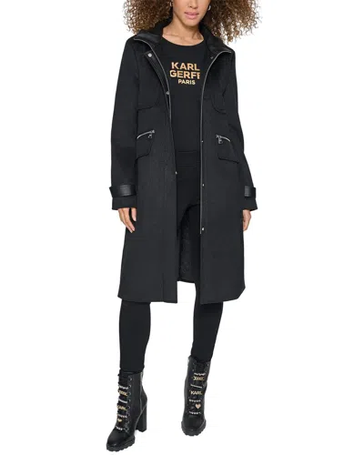 Karl Lagerfeld Officer Wool-blend Coat In Black