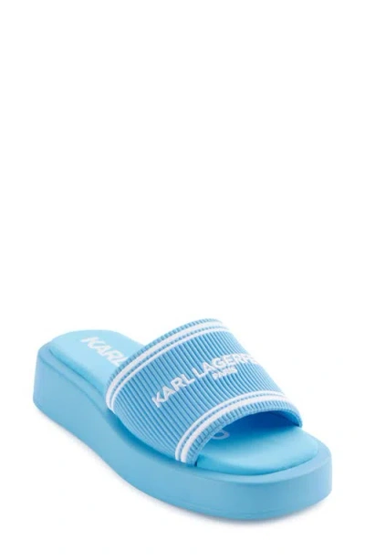 Karl Lagerfeld Ohare Platform Slide Sandal In Azure Blue