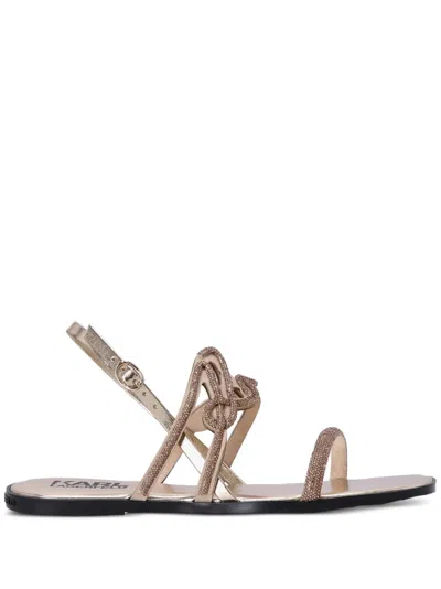 Karl Lagerfeld Olympia Crystal-embellished Sandals In Gold