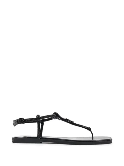 Karl Lagerfeld Olympia Crystal-embellished Logo-plaque Sandals In Black