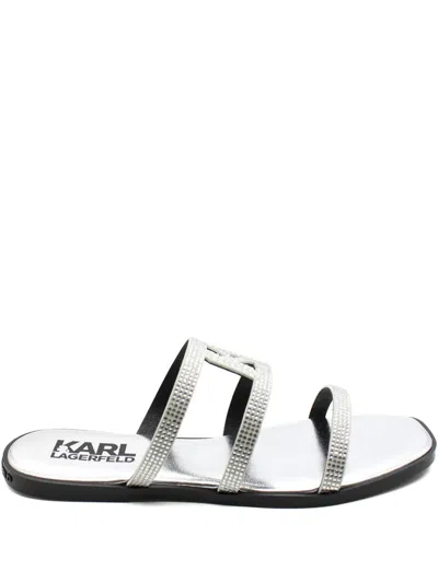 Karl Lagerfeld Olympia Rhinestone-embellished Sandals In Silver