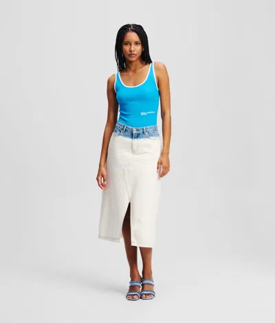 Karl Lagerfeld Ombré Denim Midi Skirt In White