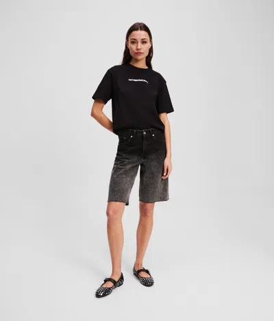 Karl Lagerfeld Ombré Denim Shorts In Black