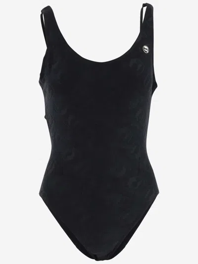 Karl Lagerfeld Ikonik 2.0 Logo-appliqué Swimsuit In Black
