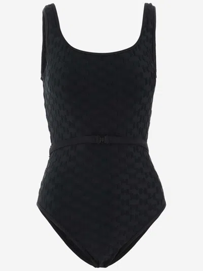 Karl Lagerfeld One-piece Swimsuit With Logo In Black