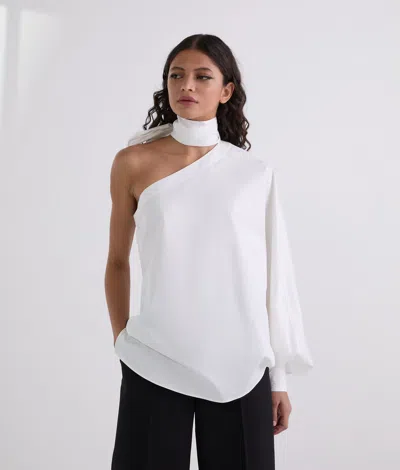 Karl Lagerfeld One-sleeve Bow-detail Shirt In White