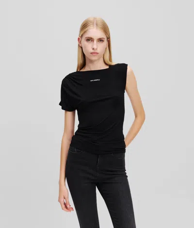 Karl Lagerfeld One Sleeve T-shirt In Black
