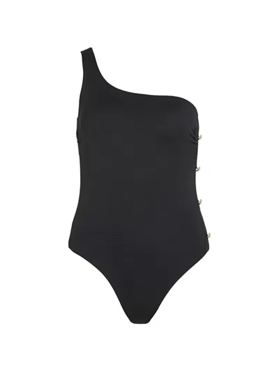 Karl Lagerfeld One-shoulder Swimsuit In Multi