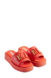 Karl Lagerfeld Opal Platform Sandal In Vermilion