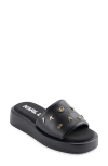 Karl Lagerfeld Opal Studs Platform Slide Sandal In Black With Studs