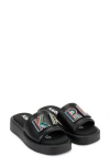 Karl Lagerfeld Opal Womens Leather Slip On Slide Sandals In Black/white