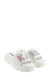 Karl Lagerfeld Opal Studs Platform Slide Sandal In Bright White