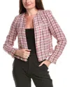 Karl Lagerfeld Open Tweed Jacket In Brown