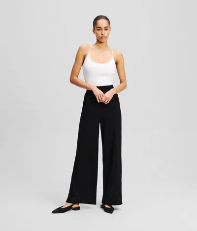 Karl Lagerfeld Orchid Embroidery Sweatpants In Black