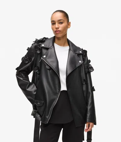 Karl Lagerfeld Orchid Faux-leather Biker Jacket In Black