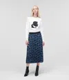 Karl Lagerfeld Orchid Print Midi-skirt In Blue