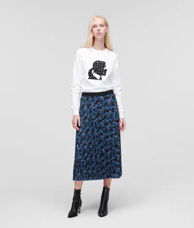 Karl Lagerfeld Orchid Print Midi-skirt In Blue