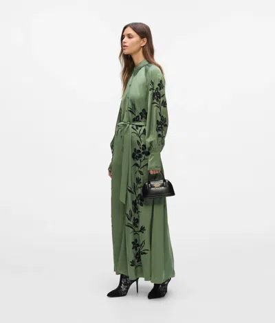 Karl Lagerfeld Orchid Satin Shirt Dress In Green