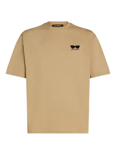 Karl Lagerfeld Organic Cotton T-shirt In Brown