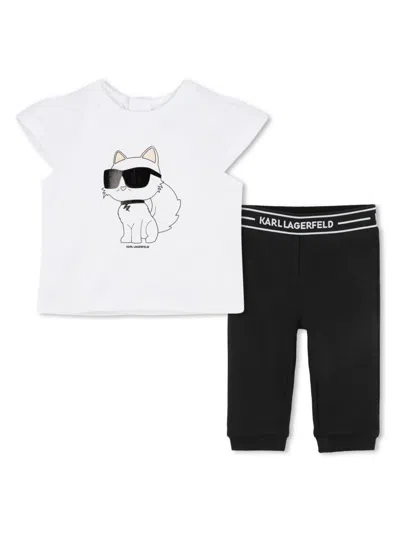 Karl Lagerfeld Babies' Organic-cotton Trousers (set Of Two) In Black