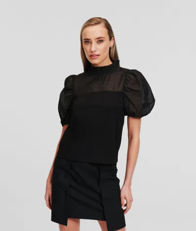 Karl Lagerfeld Organza Paneled Top