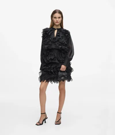Karl Lagerfeld Organza Ruffle Mini Skirt In Black