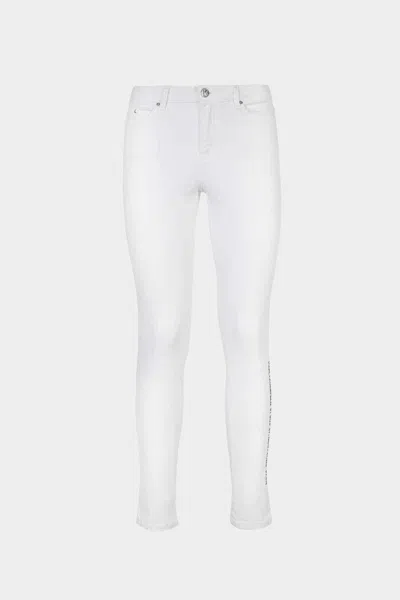 Pre-owned Karl Lagerfeld Original  Skinny Jeans Pants For Women Brand Logo In White
