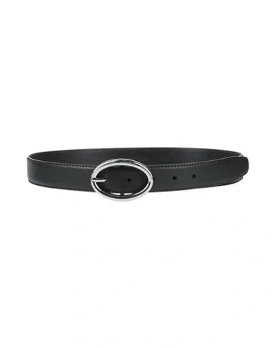 Karl Lagerfeld Oval Buckle Belt Woman Belt Black Size 26 Cow Leather