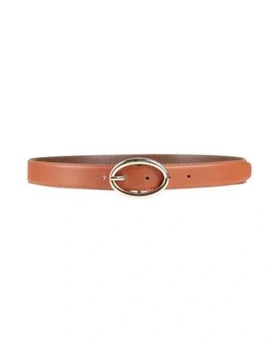 Karl Lagerfeld Oval Buckle Belt Woman Belt Brown Size 26 Cow Leather