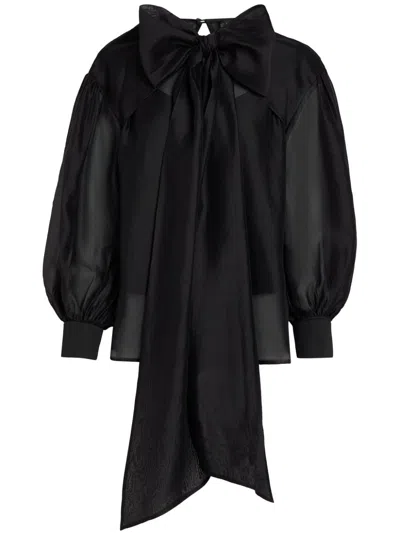 Karl Lagerfeld Oversize Bow-detail Blouse In Black