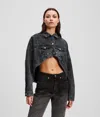 Karl Lagerfeld Oversized Cropped Denim Jacket In Black