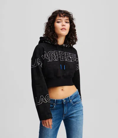 Karl Lagerfeld Oversized Cropped Hoodie In Black