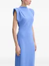Karl Lagerfeld Padded-shoulder Midi Dress In Blue