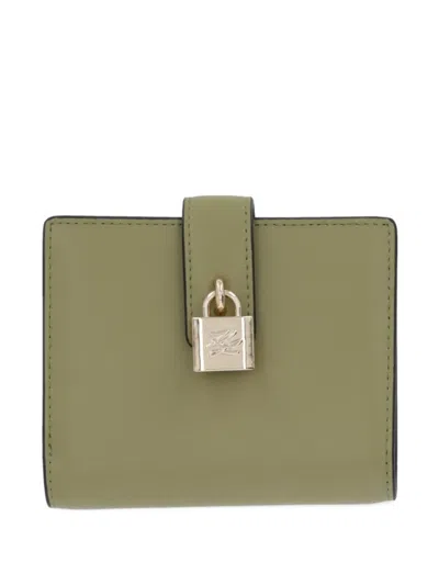Karl Lagerfeld Padlock Flap Wallet In Green