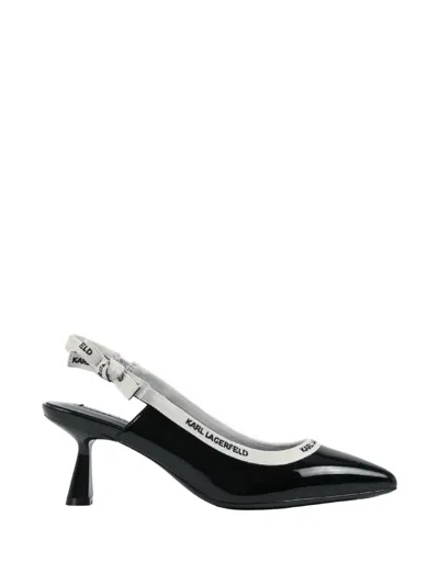 Karl Lagerfeld Panache Ribbon Slingback Heeled Pumps In Black