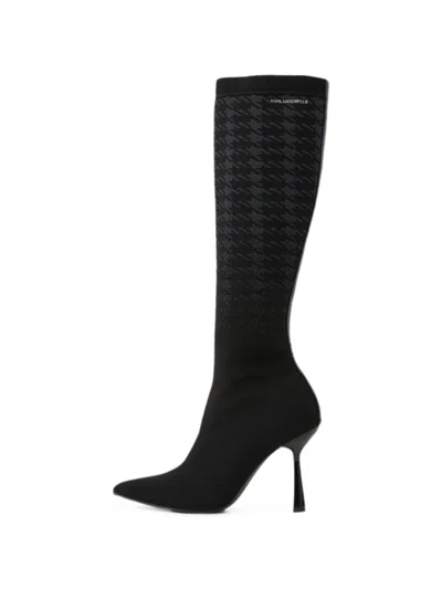Karl Lagerfeld Pandara Gradient High-leg Knit Boots In Black