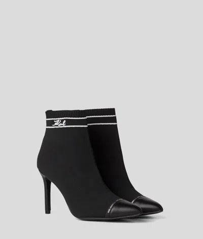 Karl Lagerfeld Pandara Knitted Signia Boots In Black