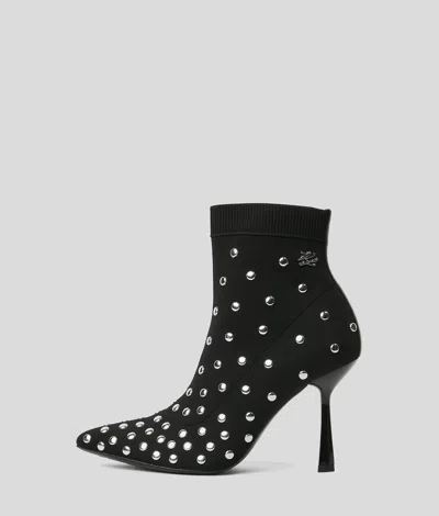 Karl Lagerfeld Pandara Knitted Studded Boot In Multi