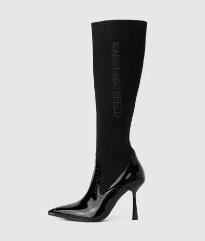Karl Lagerfeld Pandara Tall Studded Boots In Black