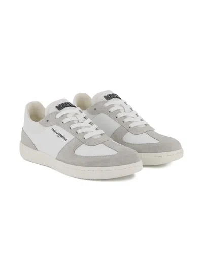 Karl Lagerfeld Kids' Panelled Lace-up Sneakers In White