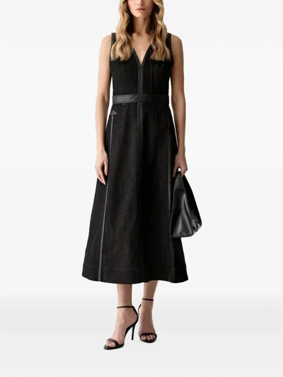 Karl Lagerfeld Panelled Midi Dress In Black