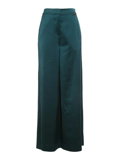 Karl Lagerfeld Satin Effect Trousers In Green