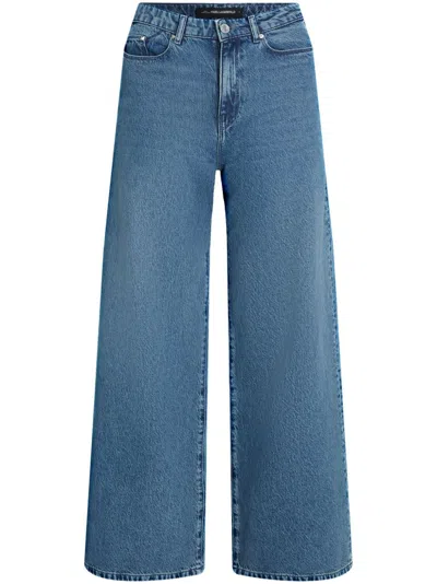 Karl Lagerfeld Studded-signature Jeans In Blue
