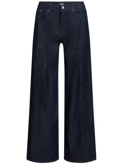 Karl Lagerfeld Mid-rise Wide-leg Jeans In Blue