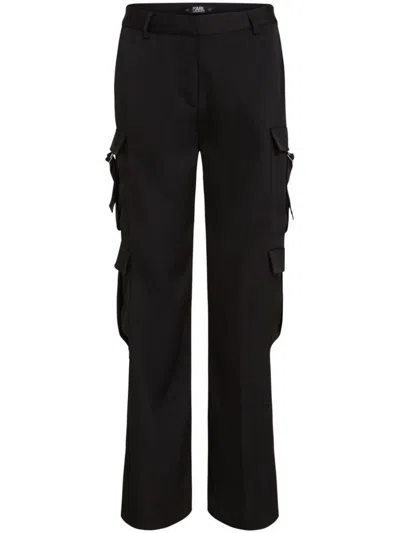 Karl Lagerfeld Satin-finish Cargo Trousers In Black