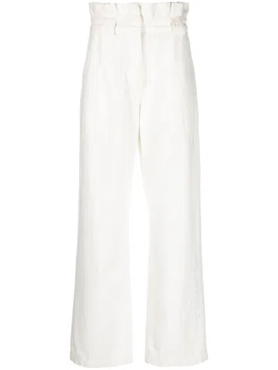 Karl Lagerfeld Paperbag-waist Wide-leg Jeans In White